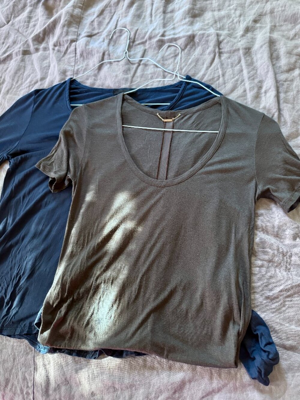 The Row gray blue navy short - long sleeve silk cotton tank top tee S bundle 2